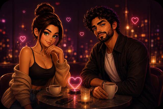 Couple discutant avec FlirtIA sur mobile